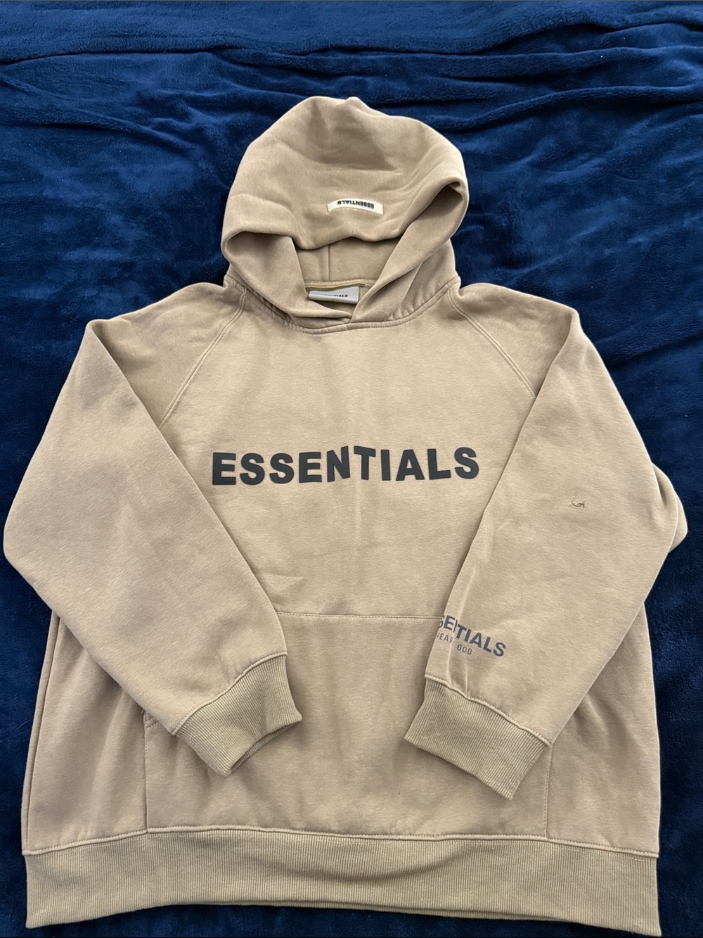 ESSENTIALS Men’s Taupe Logo Pullover Hoodie - Picture 1 of 7